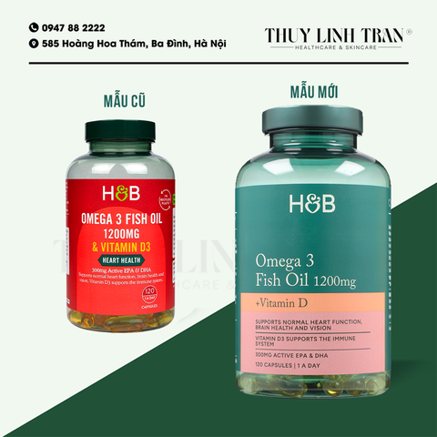 H&B Omega3 1200mg with Vitamin D3 120v