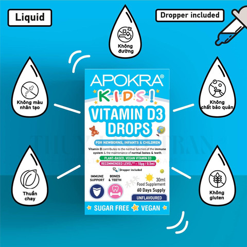 APOKRA Kids Vitamin D3 Drops 30ml/ Vitamin D3 dạng giọt