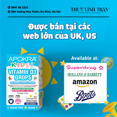 APOKRA Kids Vitamin D3 Drops 30ml/ Vitamin D3 dạng giọt