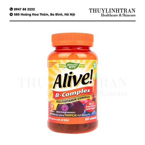 NATURE'S WAY Alive B-Complex Multivitamin 60 gummies/Kẹo vitamin tổng hợp nhóm B