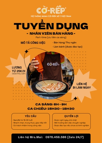 TUYỂN DỤNG NHÂN VIÊN BÁN HÀNG