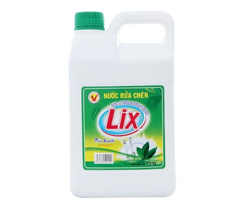 Nước rửa chén Lix Vitamin E hương Trà xanh can 1,5kg