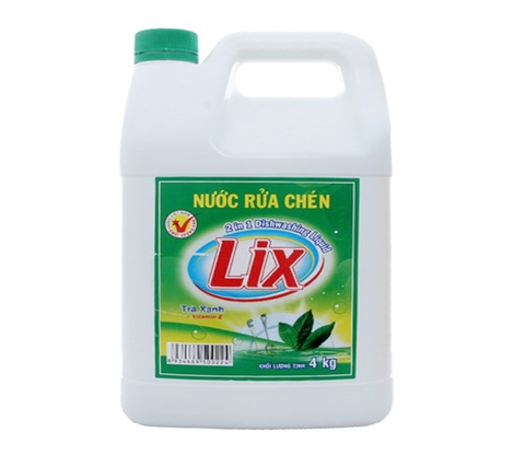 Nước rửa chén Lix Vitamin E hương Trà Xanh can 4kg