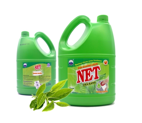 Nước rửa chén Net Kháng khuẩn hương Trà Xanh can 4kg
