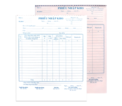 Phiếu nhập kho 2 liên khổ A5