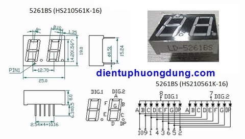 LED 7 Thanh 0.36x2 Anot chung màu đỏ - 3261BS