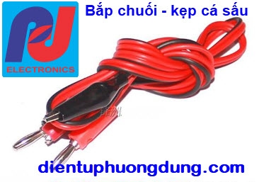 Dây 1m, Đầu bắp chuối - Kẹp cá sấu 3.5mm