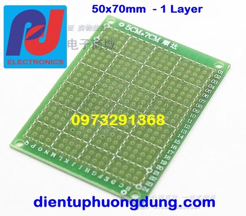 Bo mạch đục lỗ 5x7cm phủ xanh, 1 lớp