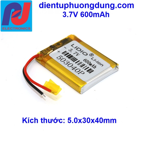 Pin Li-ion 3.7V 600mAh 503040