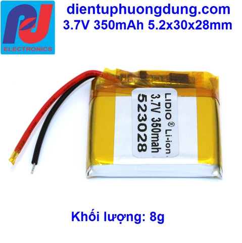 Pin Li-ion 3.7V 350mAh 523028