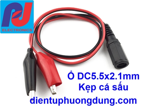 Dây DC5,5x2,1 cái - kẹp cá sấu 3.5cm