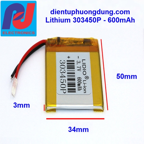 Pin Li-ion 3.7V 600mAh 303450P
