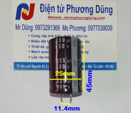 Tụ hoá 220uF 450V 25x45mm