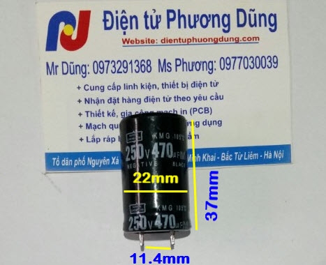 Tụ hoá 470uF 250V 22x37mm