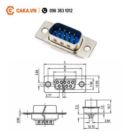 Đầu Nối DB9 Đực 9 Chân Hàn Dây RS232 COM