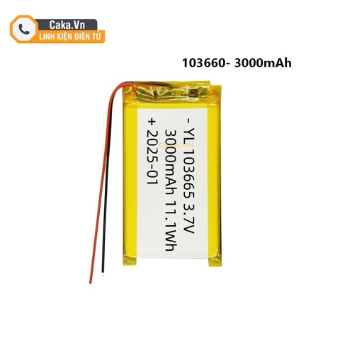 Pin Polymer Lithium 103665 3000mAh 3.7V