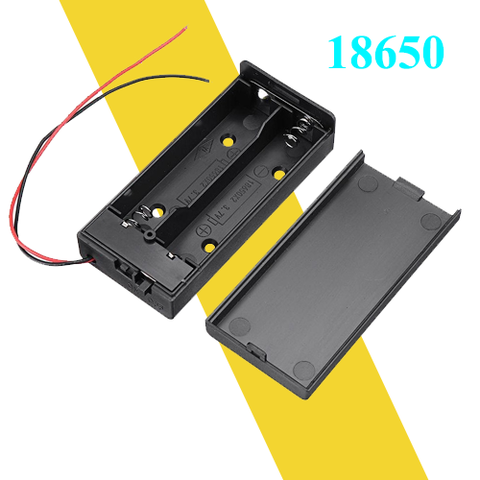 Hộp đế pin 18650 2 Pin có nắp công tắc