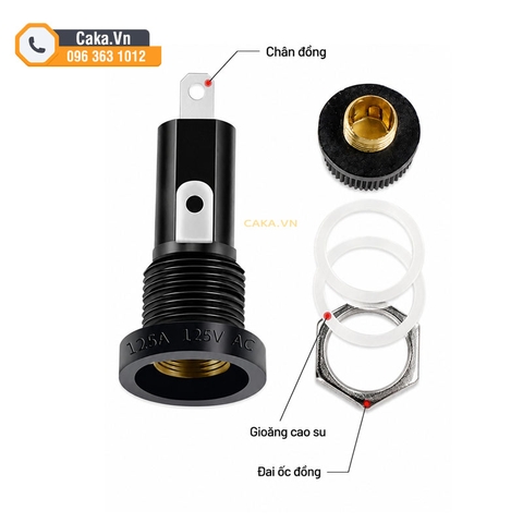 Đế cầu chì ống 5x20mm 250V - Đế gắn cầu chì có nắp vặn
