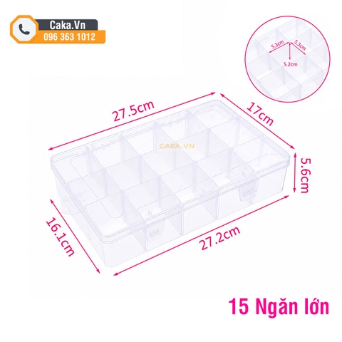Hộp Nhựa Đựng Linh Kiện 15 Ngăn Lớn Trong Suốt