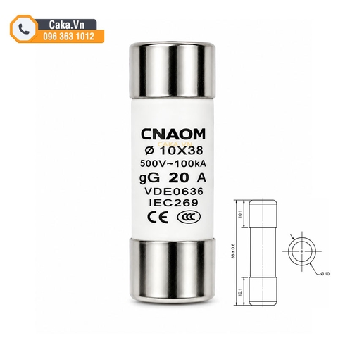 Cầu chì sứ 20A 10x38mm 500V R015