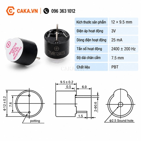 Còi Chip Buzzer 3V 12x9.5mm