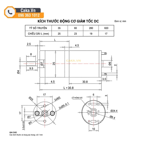 Động cơ giảm tốc DC GA25-370 12V 35RPM