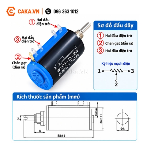 Chiết Áp Đa Vòng WXD3-13 2W 4.7K