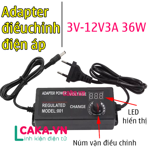 Nguồn Adapter điều chỉnh điện áp 3-12V 3A