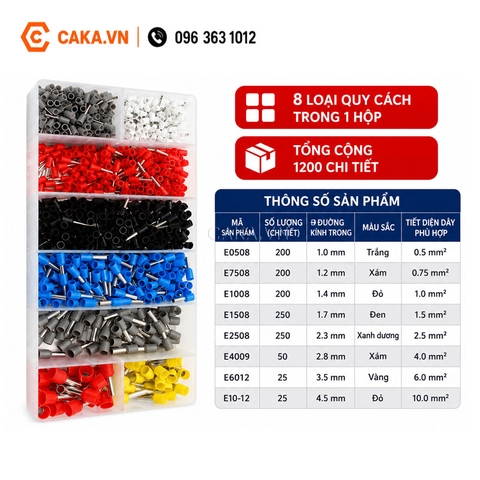 Bộ 1200 Đầu Cos Kim Rỗng Cách Điện