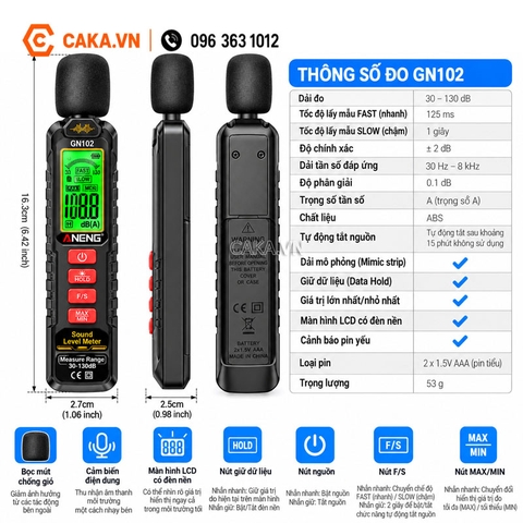 Máy Đo Độ Ồn ANENG GN102 30-130dB