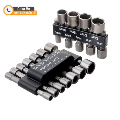 Bộ đầu khẩu lục giác 6.35mm 9-14 chi tiết cho máy khoan và tua vít điện