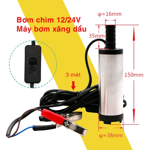 Bơm chìm 12V 24V Bơm dầu hoặc nước 12L/P