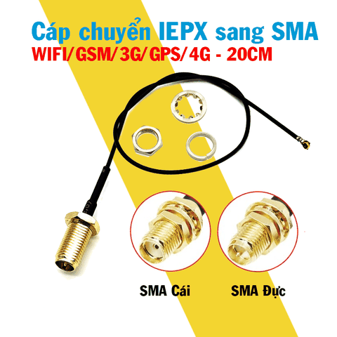 Cáp chuyển đổi IPEX sang SMA Đực 20cm IPX WIFI GSM 3G 4G GPS