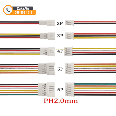 Cặp Dây Bus PH2.0 Dài 20cm Đầu Đực Cái 2P–6P