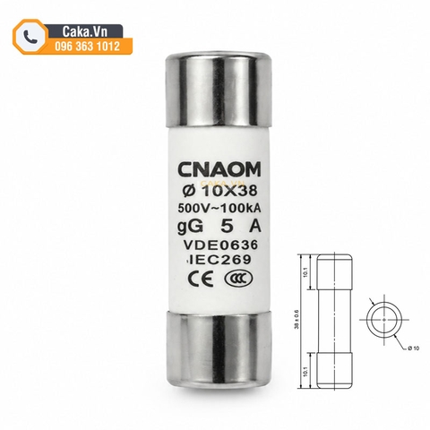 Cầu Chì Sứ 5A 10x38mm 500V R015