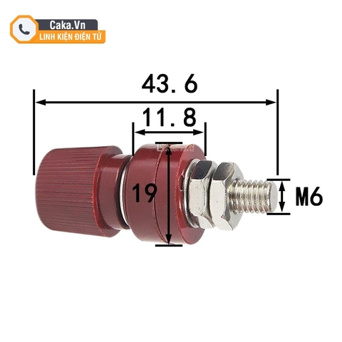 Cọc Đấu Dây Dòng Lớn 333 M6 6mm Đỏ Đen - Dùng Cho Inverter