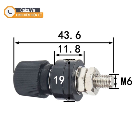 Cọc Đấu Dây Dòng Lớn 333 M6 6mm Đỏ Đen - Dùng Cho Inverter