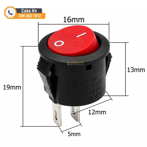 Công Tắc Tròn Bập Bênh KCD1-105 2 Chân 6A 250V