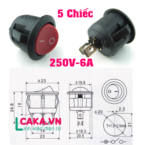 Công tắc tròn bập bênh KCD1-105 6A 250V
