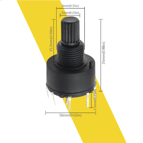 Công Tắc Xoay RS16 1 Cực 5/6/8 Vị Trí 16mm