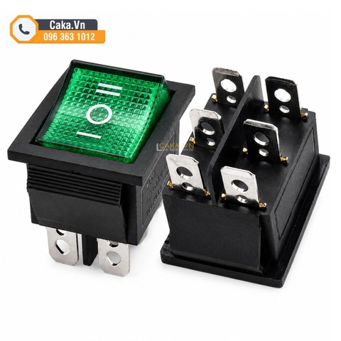 Công Tắc Đảo Chiều KCD4 6 Chân 3 Vị Trí Có Đèn Màu Xanh 16A 250V