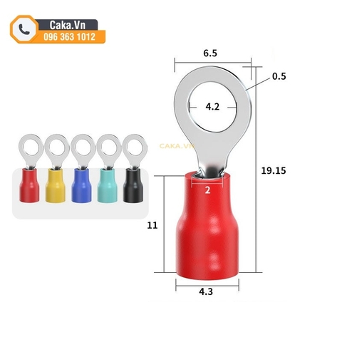 Đầu cos tròn cách điện RV1.25-4 M4 nối dây điện