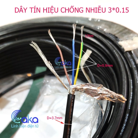 Dây tín hiệu chống nhiễu 3 lõi chính 1 lõi mát mạ kẽm 3x0.15mm2 RVVP 300V