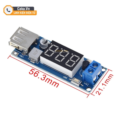 Module giảm áp DC-DC 12V-40V xuống 5V 3A có LED hiển thị điện áp nguồn