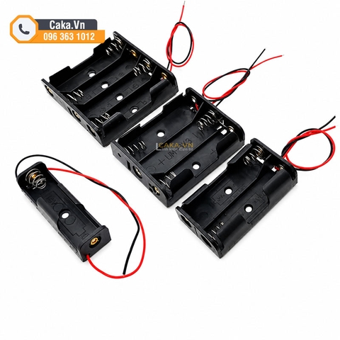 Đế Pin AA 1-2-3-4 Pin Có Dây Đỏ Đen