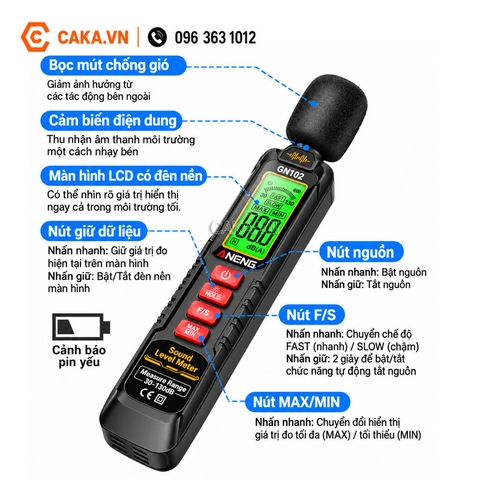 Máy Đo Độ Ồn ANENG GN102 30-130dB