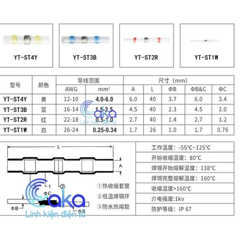 Ống co nhiệt nối dây điện tự hàn chống nước