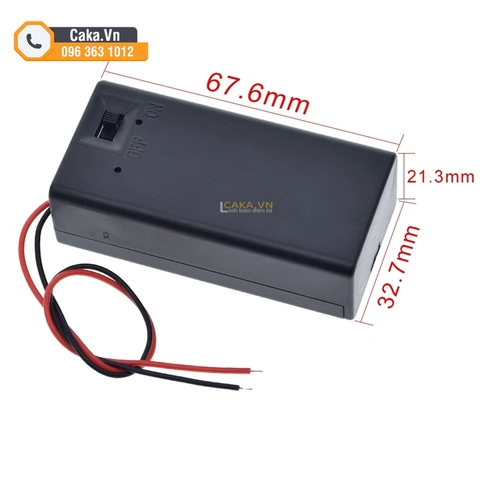 Hộp Đựng Pin 9V Có Nắp, Công Tắc ON/OFF Và Dây Dẫn