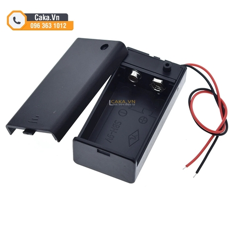 Hộp Đựng Pin 9V Có Nắp, Công Tắc ON/OFF Và Dây Dẫn