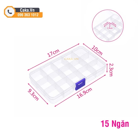Hộp Nhựa Đựng Linh Kiện 15 Ngăn Nhỏ Trong Suốt